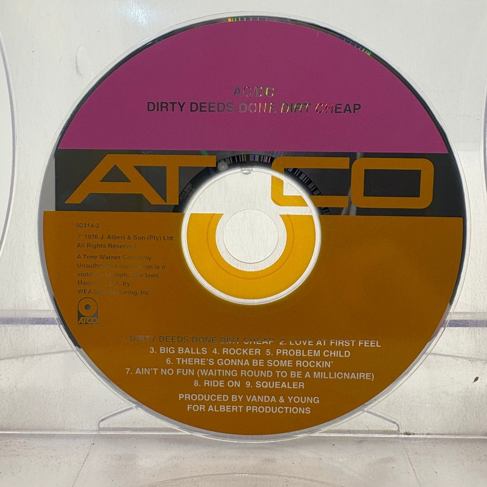 AC/DC Dirty Deeds Done Dirt Cheap CD Album 1976 Atco Records 92414-2 Hard Rock